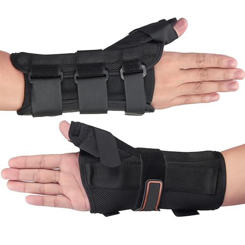 kefit Wrist Brace with Thumb Spica Splint Wrist Support Thumb Spica Thumb Support for Arthritis, Sprains, Carpal Tunnel Pain, Tendonitis (Right,L)