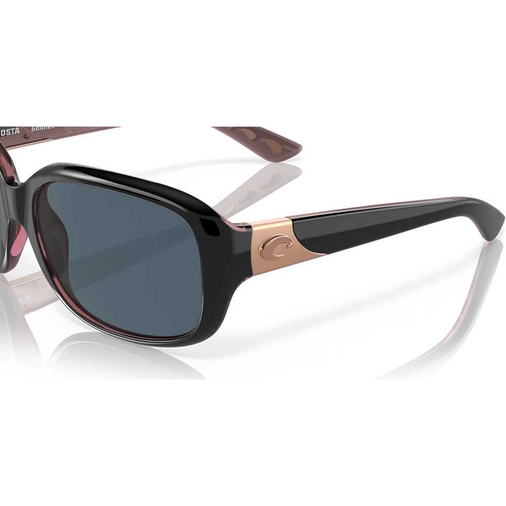 Costa Woman Sunglasses Shiny Black/Hibiscus Frame, Gray Lenses, 58MM