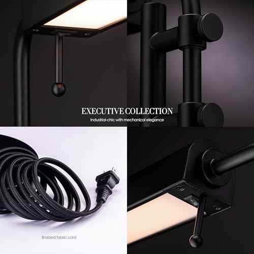 O'Bright Aurora LED Pharmacy Desk Lamp - Swing Arm, Industrial Design for Reading, Crafting, Work,10W LED, Adjustable Height 18.5-24.5 inches - Ideal for Living Room, Bedside, Office - Black