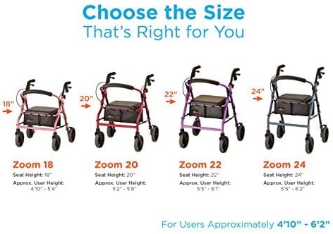 NOVA Medical Products Zoom Rollator Walker , 22 Inch (Pack of 1)