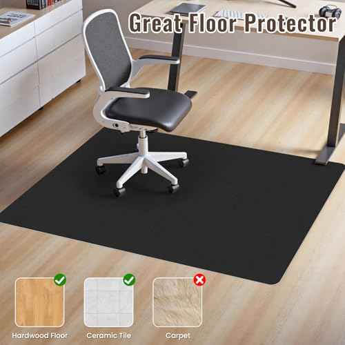 Sycoodeal Office Chair Mat for Hardwood Floor,Slip Resistant Floor Mat for Office Computer Gaming Chair,Heavy Duty Floor Protector for Rolling Chairs,Easy to Clean,Black(40"x55")