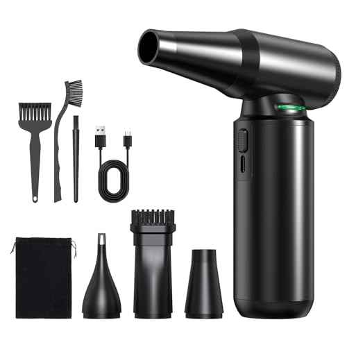 Compressed Air Duster with LED Flashlight, 300,000RPM Brushless Motor Electric Air Duster, 3-Gear Adjustable Mini Blower, Cordless Jet Fan for Keyboard, PC, Car and Home Cleaning1