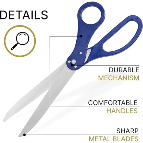 Grand Opening Ceremony Kit ? 25 Inch Giant Blue Scissors for Ribbon Cutting and Blue Satin Ribbon for Inaugurations Special Events