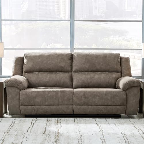 Signature Design by Ashley Laresview Contemporary Faux Leather Manual 2 Seat Reclining Sofa, Gray