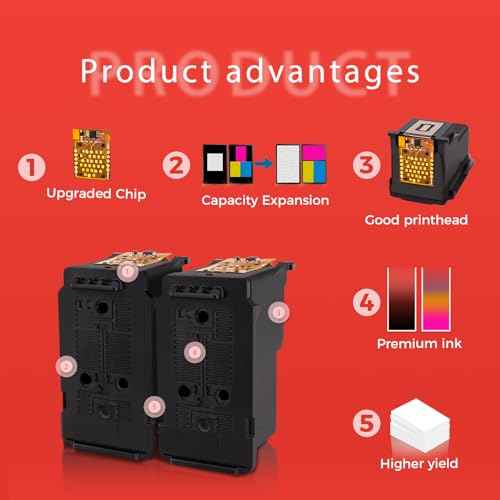 PG-243 Black Ink Cartridges Replacement for Canon 243 Black Ink for Canon 243 and 244 Ink cartridges for Canon MG2522 TR4520 MX492 TS202 TS3322 TR4500 TS3122 MG2500 TR4522 MX490(2 Black)