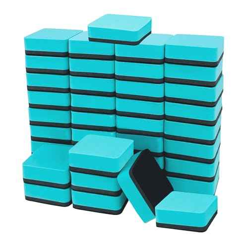 40 Pack Dry Erase Erasers, Mini Magnetic Whiteboard Eraser, Square Dry Erase Board Eraser, White Board Eraser Cleaner for Office Classroom Home, 2 x 2 Inches, Green