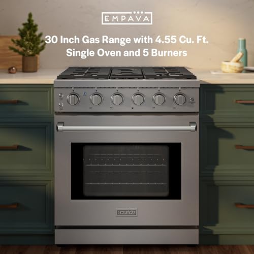 Empava ProStyle 30" Gas Range: True Convection, 18K BTU Power Burner & 4.55 Cu. Ft.Oven, Freestanding/Slide-in Stainless Steel Stove, CSA Certified