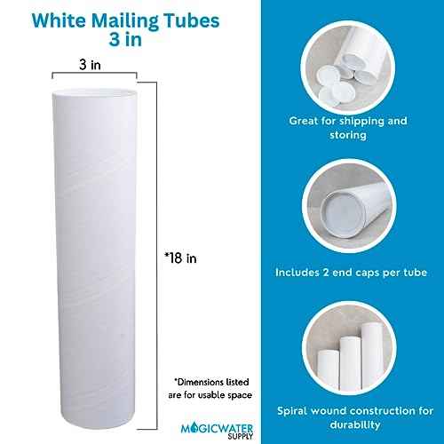 MagicWater Supply Mailing Tube 3 in x 18 in White6 Packfor Shipping and Storage of Posters, Arts, Crafts, and Documents