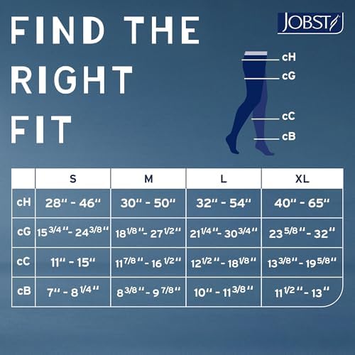 JOBST Relief Waist High 20-30 mmHg Compression Stockings Pantyhose, Closed Toe, Black, X-Large