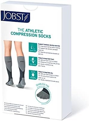 JOBST 7528902 Sport Compression Sock, Knee High, 15-20mmHg, White/Grey, Large