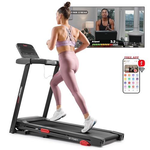 Sunny Health & Fitness Active 300 Smart Manual Incline Wi-Fi Treadmill - Foldable Running Machine with Bluetooth, 2HP, Shock Absorption and SunnyFit Fitness App - SF-T724011