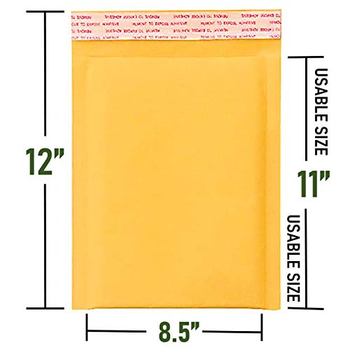 #2 8.5x12 Inches Kraft Bubble Mailers Shipping Padded Envelopes Pack of 100, Gold (KBM8512-100)