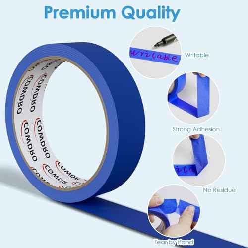 4 Rolls Blue Painter's Tape 0.94 Inch£¬Masking Tape for Multi-Purpose, Painting Projects, DIY Crafts, 0.94 Inch x 22 Yards, Easy Removal, Anti-UV, Total 88 Yards