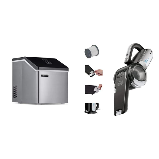 Luma Comfort Clear Ice Cube Maker Machine | First Cubes in 15 Minutes, 28 lbs. of Ice in 24 Hours - IM200SS & Black+Decker 20V Max Handheld Vacuum, Cordless, Grey (BDH2000PL)