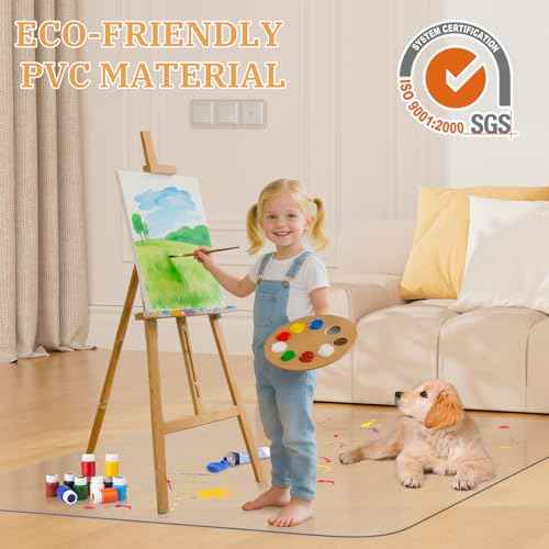 Office Chair Mat for Hardwood Floor, 46" x 60" Clear Plastic Desk Floor Protector, Heavy Duty Non-Slip Chair Mat for Rolling or Gaming Chairs, Durable Computer Mat for Home Office