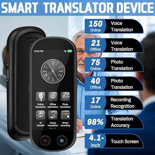 Translator Device - AI Translation Device with 150+ Languages, Upgraded Real Time Ai Language Translator, Instant Two-Way Communication Device for Travel Business Learning