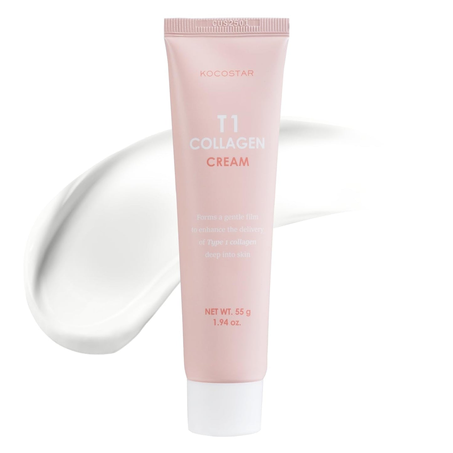 T1 Collagen Cream Wrapping Peel-off Mask | Improves Skin Elasticity and Hydrates Skin, Patented 65% Type 1 Biofilm Collagen Formula, Korean Skin Care, 1.94 fl oz.
