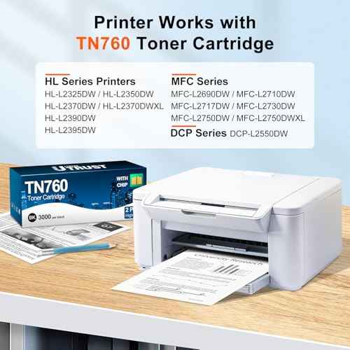 LEMERO UTRUST Compatible TN760 Toner Cartridge Replacement for Brother TN760 TN-760 TN730 TN-730 Black Toner for HL-L2350DW HL-L2370DW HL-L2395DW MFC-L2710DW MFC-L2750DW DCP-L2550DW Printer (2 Pack)
