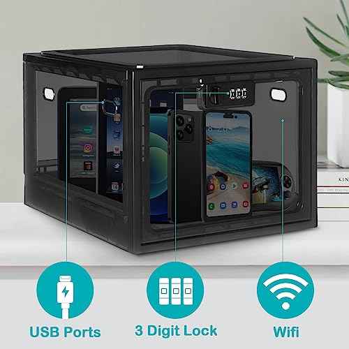 Lalifebuss Combination Lock Boxes for Personal Items, Lockable Storage Box for Office Locker/School/Medicine/Snacks/Phone Jail/Electronic/Home (2 Pack/Black)
