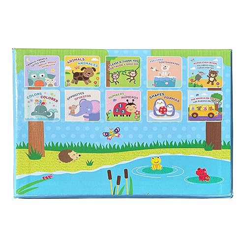 Bilingual 10 Board Books in Spanish and English: Little Library set includes Counting, Colors, Feelings, Animals, The Wheels on the Bus, ABCs, and More (English and Spanish Edition)