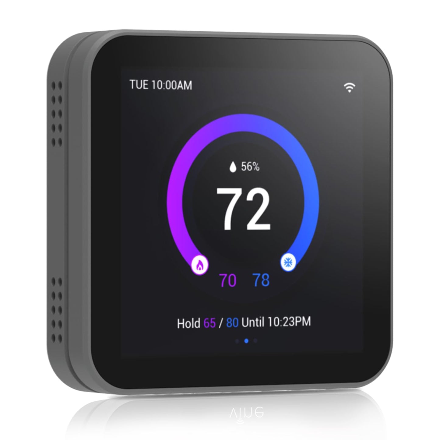 vine Programmable Thermostat for House with 4.0" Touch Screen, WiFi Smart Home Thermostat for AC and Heating, App/Voice Control, Valentine's Day Decorations, C-Wire Required, Grey
