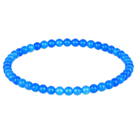 QOGIR Handmade Healing Bracelets,4mm Blue Jade Bracelet - Transformation and Protection - Stone Beads Stretch Bracelet for Women Men