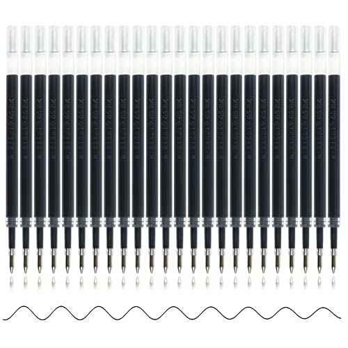 24 Pcs Retractable Black Gel Ink Refills, 0.7 mm Point Black Ink