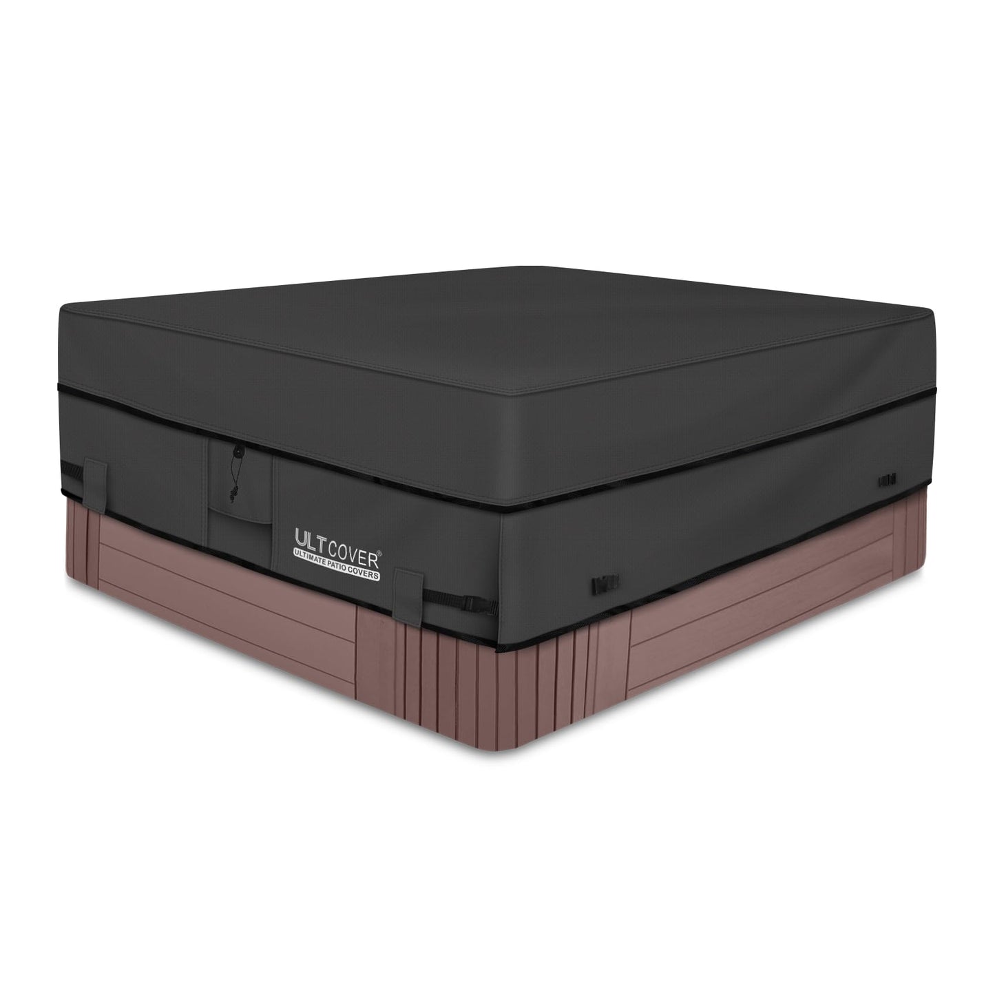 ULTCOVER Waterproof 600D Polyester Square Hot Tub Cover Outdoor SPA Covers 85 x 85 inch, Black