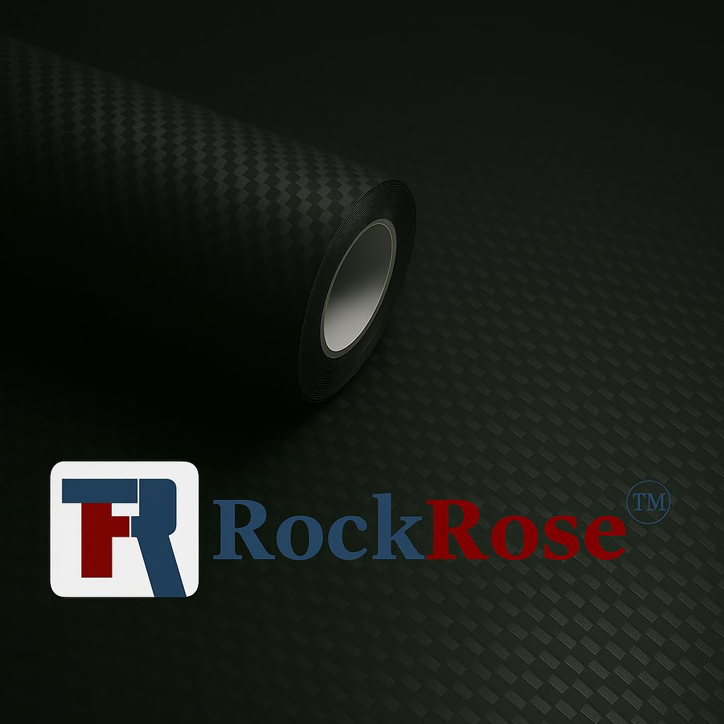 RockRose 3D Matte 3D Black Carbon Fiber Vinyl Wrap, Anti-Wrinkle, Air Release Automotive Bubble Wrap, Self Adhesive Car Vinyl Sticker DIY Decals 5FT x 92FT