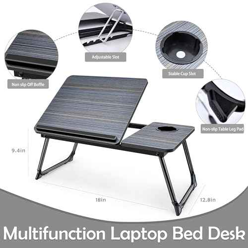 Adjustable Laptop Desk for Bed,Bed Table for Laptop,Laptop Stand for Bed,Lap Desk for Laptop,Foldable Bed Desk for Laptop and Writing,Portable Bed Tray Table with Cup Holder,Laptop Bed Tray Table