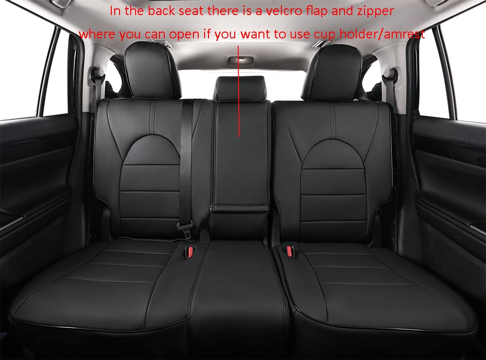 EKR Pilot Seat Covers Custom Fit for Honda Pilot Sport/EX-L/Touring/Elite 2023-2025 & Black Edition 2025,8 Seats,Leather Car Seat Cover Full Set-Three Rows,Faux Leather(Black)