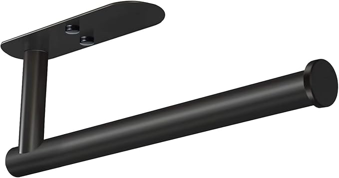 VAEHOLD Adhesive Paper Towel Holder Under Cabinet Wall Mount for Kitchen Paper Towel, Black Paper Towel Roll Holder Stick to Wall, Stainless Steelï¼Blackï¼