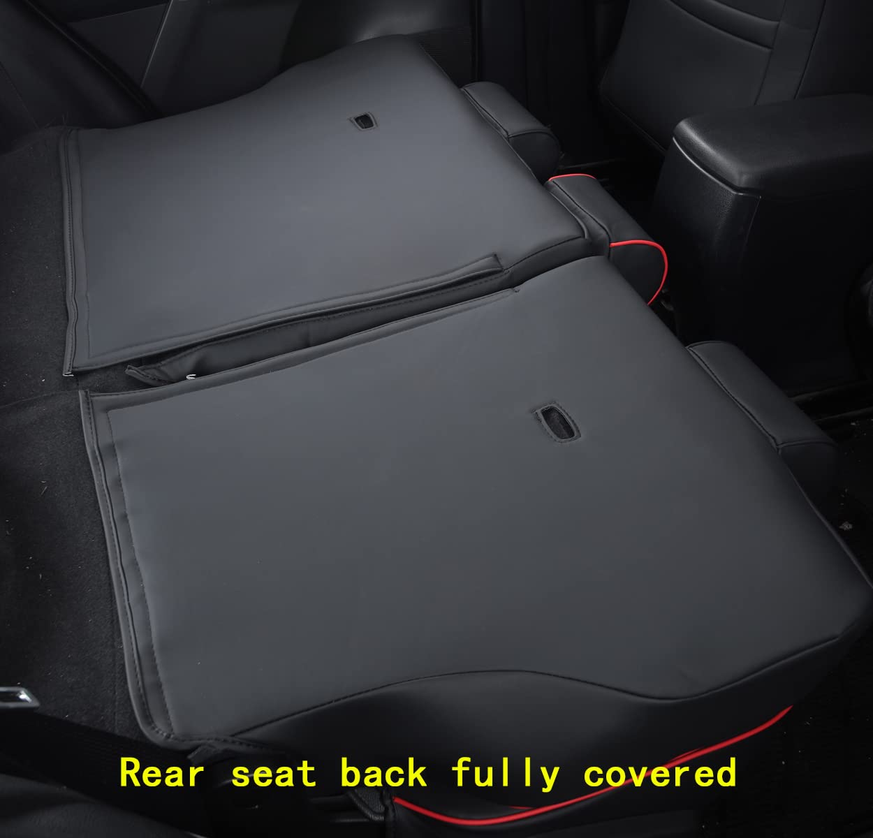 LuLuDa Custom Fit Car Seat Cover for Toyota RAV4 2013 2014 2015 2016 2017 2018 Waterproof Faux Leather (Black with Red Trim, LU2013-2018 RAV4)