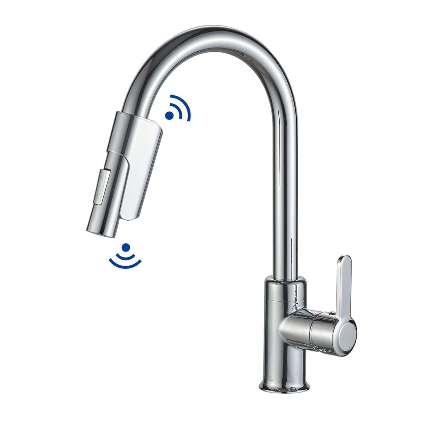 TUSEE Two-Sensor Touchless Kitchen Faucet with Pull Down Sprayer, Single Hole Chrome Kitchen Faucet with Temperature Control, Stainless Steel Kitchen Sink Faucet, TS-6102C