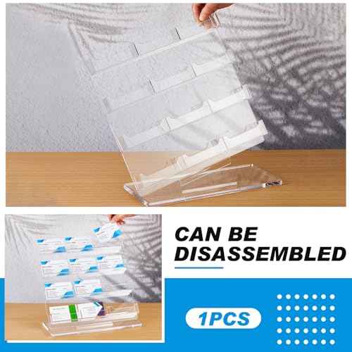 2 Pack Business Card Holder for Desk 12 Slots Freestanding Clear Acrylic Business Card Holder Display Stand Multiple Organizer for Office Meeting Exhibition Home