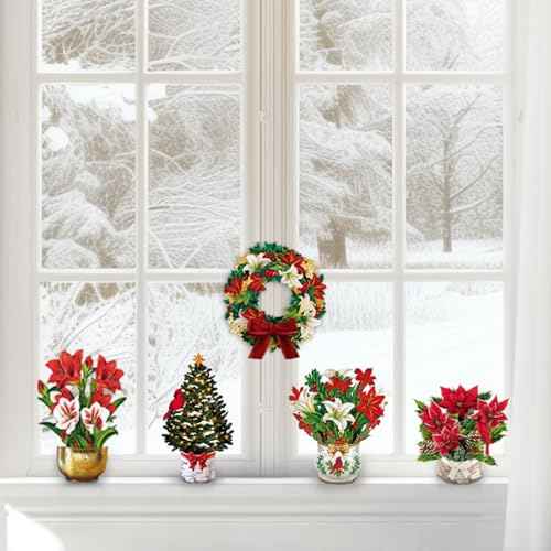 Freshcut Paper Pop Up Cards, Holiday Collection, 6 inch Mini Sized Paper Flower Bouquet 3D Popup Greeting Cards, Christmas Card, Holiday Card, Blank Notecards & Envelopes, Pack of 5