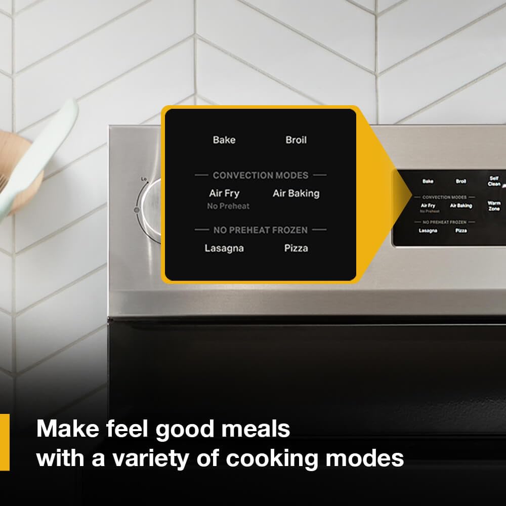 Whirlpool 30 in. 5 Element Freestanding Electric Range in Fingerprint Resistant Stainless Steel with Air Cooking Technology