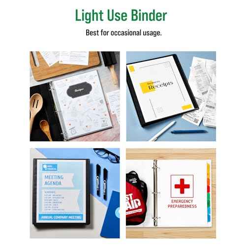 Office Essentials Economy View 3 Ring Binders, 1.5" Round Rings, 2.1" Spine, 275-Sheet Capacity, Black Binders (12-Pack of 03427)