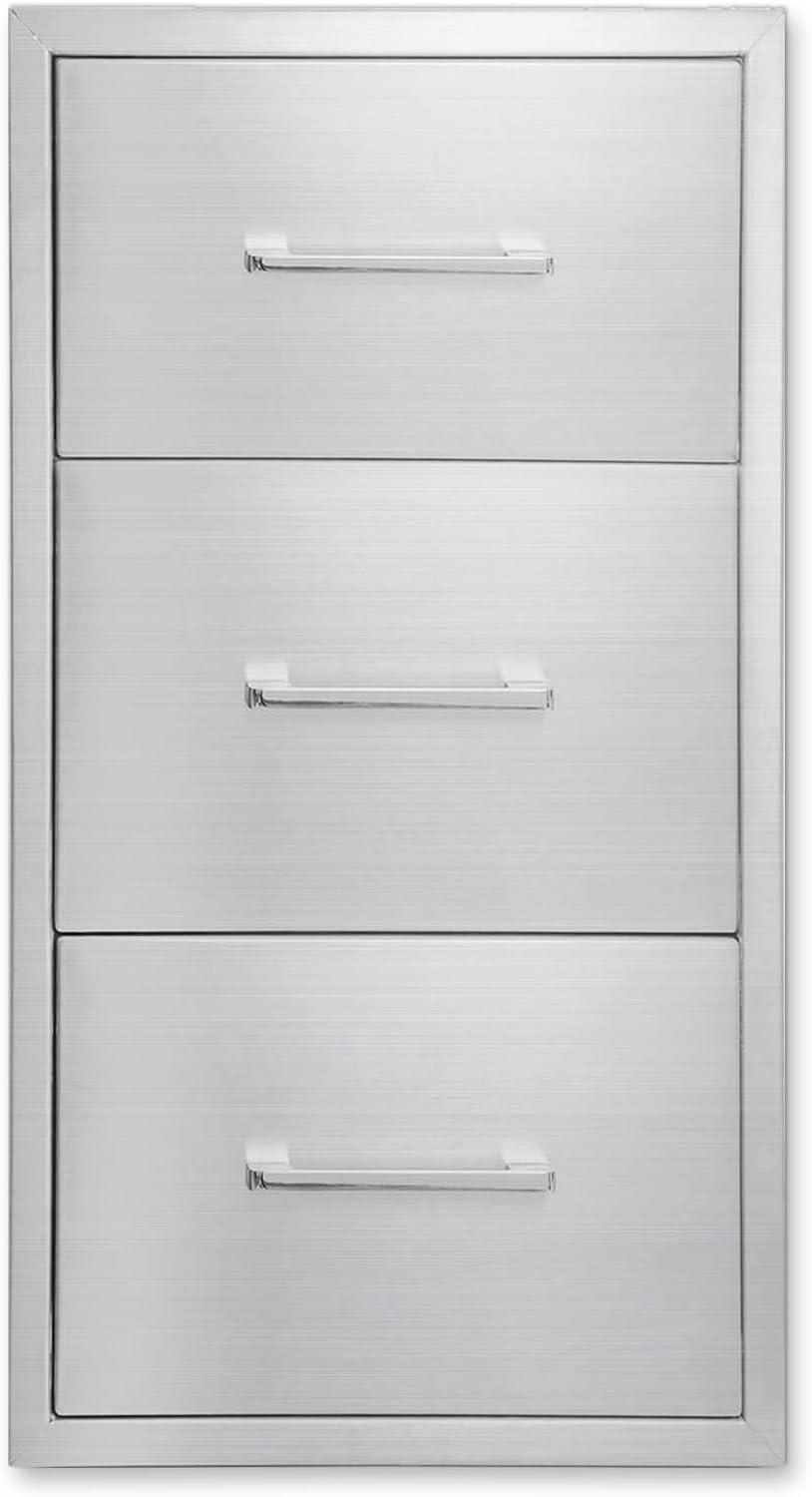 yuxiangBBQ 17W30H21D Inch Outdoor Kitchen Drawers Stainless Steel Double Drawer w/Paper Towel Holder Combo Works with Your Grilling or Prep Zones for Outdoor BBQ Island