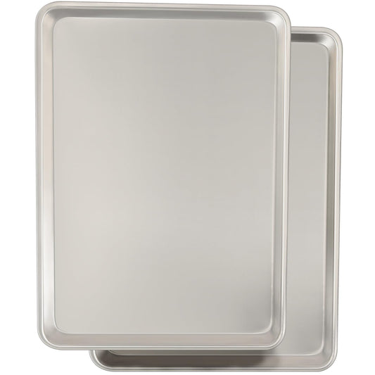 Commercial Quality Baking Sheet Pan Set, Natural Aluminum Cookie Sheet, Umite Chef Warp Resistant Baker's Half Sheet Pan, Large Thick Cookie Tray Pans for Baking, Roasting(2 Pack, 18X13In)