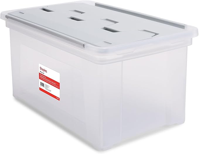 STAPLES Wing Lid File Totes, Letter Size, Clear, 2/Pack