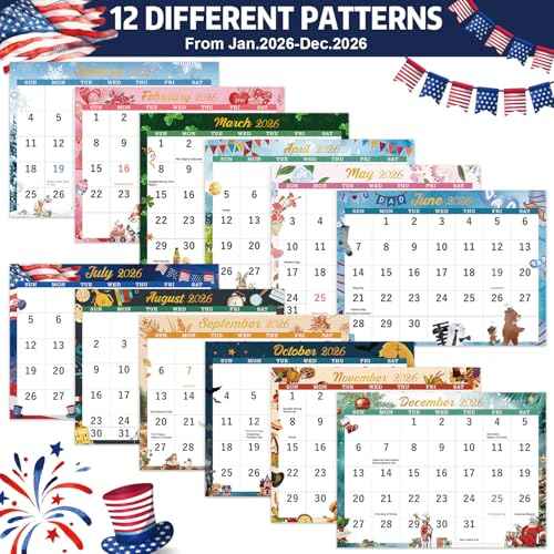 2026 Calendar - 2026 Wall Calendar, Jan. 2026 - Dec. 2026, 11.3" x 25.98", 3 Month Calendar 2026 Display (Folded in a Month), 3 Month Wall Calendar 2026 with Thick Paper, 12 Different Patterns