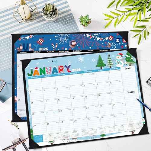 2026 Desk Calendar - Large Desk Calendar 2026, Jan.2026 - Dec.2026, 22" x 17", 2026 Calendar with Corner Protectors + Large Ruled Blocks, To-do & Notes, 12 Different Themes