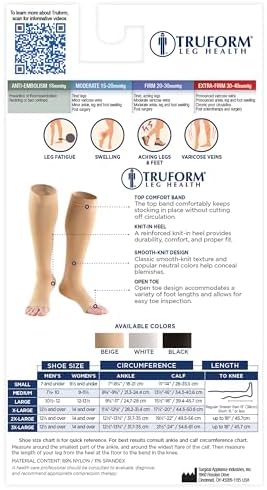 Truform Surgical Stockings, 18 mmHg Compression for Men and Women, Knee High Length, Open Toe, Black, 2X-Large