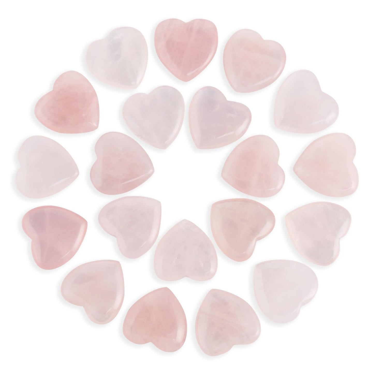 Namzi 20 Packs of Tumbled Polished Natural Rose Quartz Heart Stones, Crystals and Healing Stones Quartz Bulk for Wicca, Reiki, Healing Energy, Chakra Stones, Witchcraft Supplies