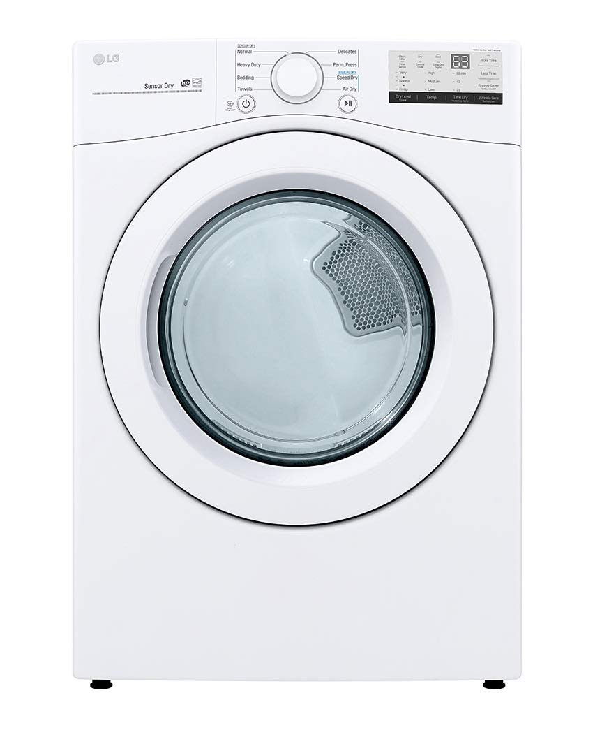 LG 7.4 Cu. Ft. Vented Stackable Electric Dryer in White with Sensor Dry