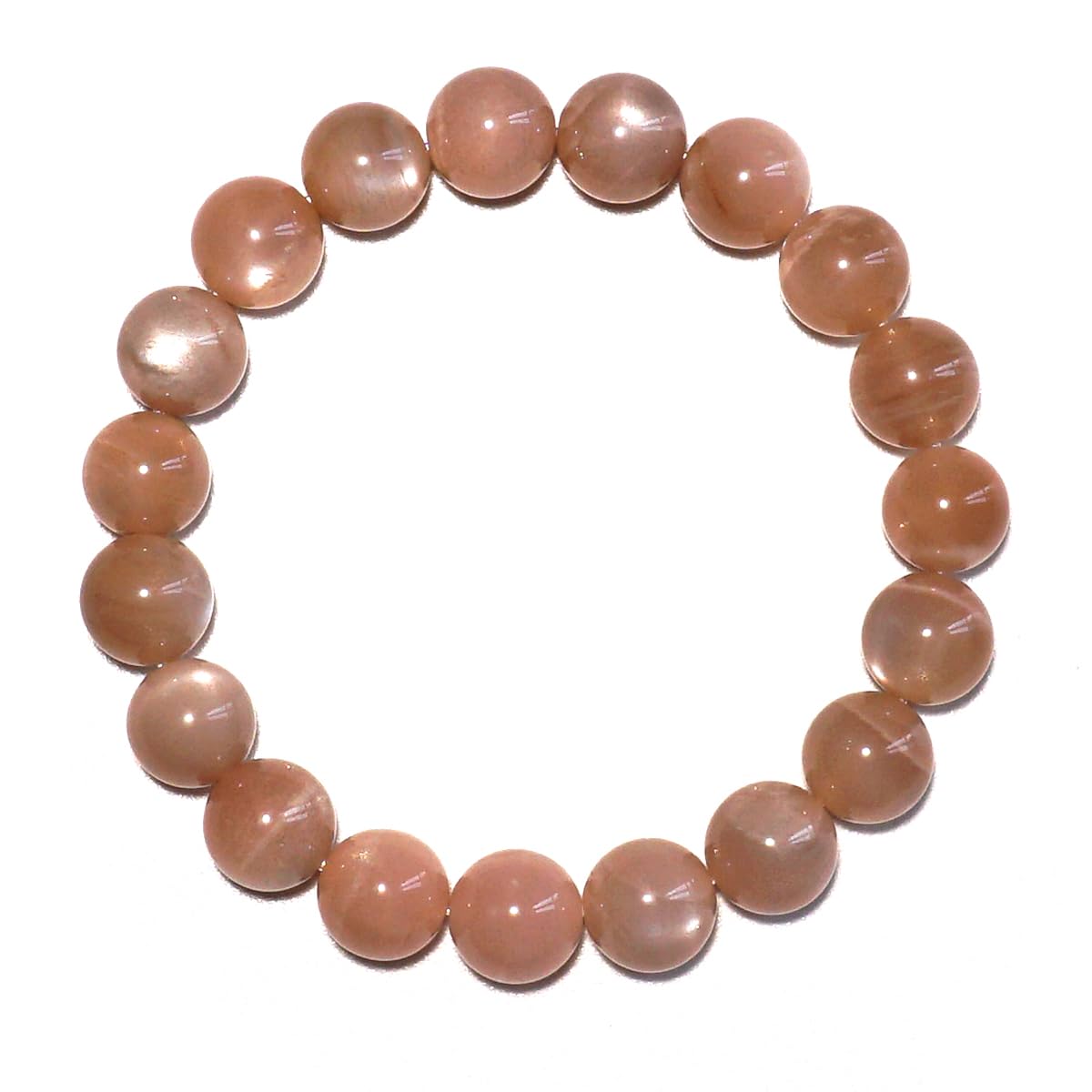 OwizJade 10MM Sunstone Bracelets for Women Men | Natural Orange Moonstone Gemstones for Spiritual Ceremony & Ritual | Bring Wealth | Stretch Jewelry Stone of Romance Passion Drive Confidence