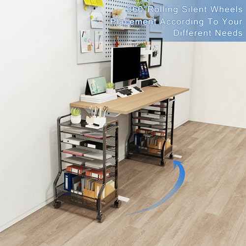 7 Tier File Organizer Beside Desk, Rolling File Cart with Sliding Trays Ideal for Office Organization in Offices, Schools, and Studios
