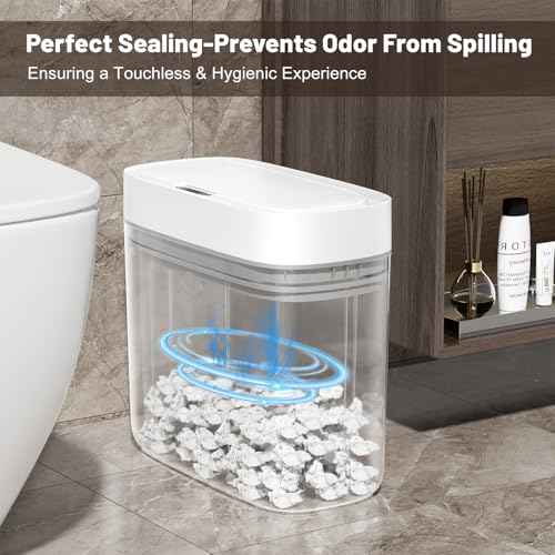 MOPALL Bathroom Trash Can with Lid, 3.5 Gallon Automatic Motion Sensor Garbage Can, Waterproof Touchless Smart Trash Can Small Waste Basket for Kitchen Bedroom Office