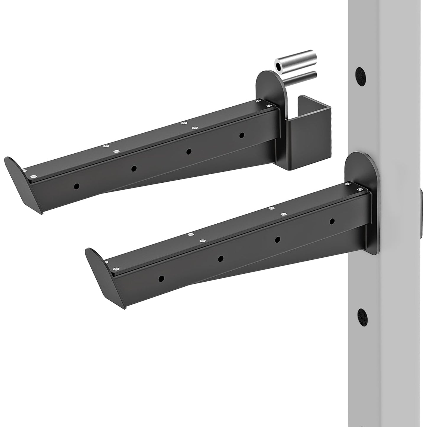 Kipika Safety Spotter Arms for 3" x 3"" Power Racks with 5/8"" & 1"" Holes - Heavy Duty Barbell Safety Catches with Rubber Pad - Adjustable and Easy to Install - Set of 2"